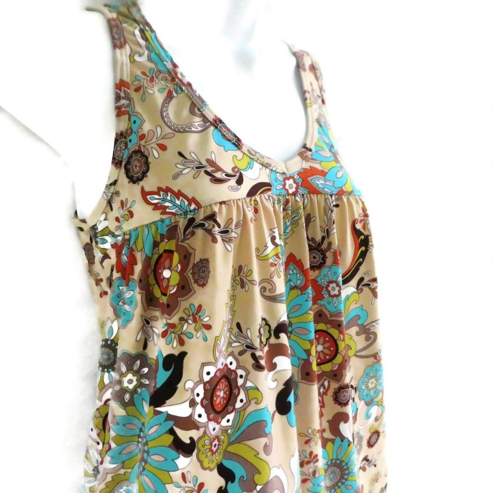 Vintage 90s Does 60s Nally & Millie Tunic Babydoll Swing Top Groovy Floral M